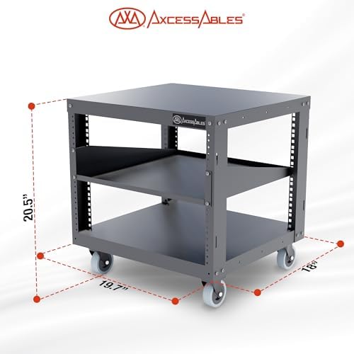 AxcessAbles 8U Open Frame Network & AV Rack with Caster Wheels, One 1U Shelf, 10-32 & Cage Nut Compatible Rails, Cage Nuts, Screws, Cage Nut Tool & Wall Mount Kit | 19-Inch Rack - Image 6