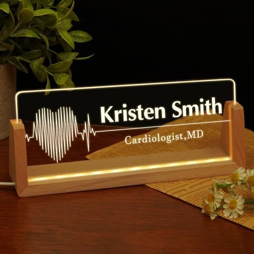 Custom Name Plate for Desk, Personalized Light Up Acrylic Desk Name Plate, Personalized Office Gifts for Boss Coworkers, Teacher Employee Appreciation GIfts, Office Decor for Women Men by EOBIBIFUN
