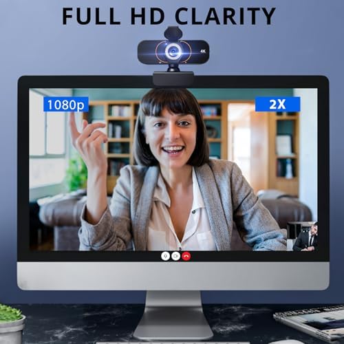 Webcam for pc, Camera for Computer/Laptop/Light Correction/Microphone, Web cam for Streaming/Gaming/Online Classes/Conferences/Video Callings,Updated HD 4K Webcam - Image 5