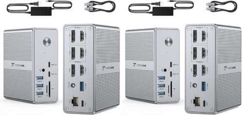 TobenONE DisplayLink Docking Station 3 Monitors with 120W Power Adapter (Pack of 2) by TobenONE