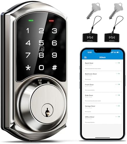 Veise VE06 Smart Lock for Front Door, App Control, Satin Nickel by Veise