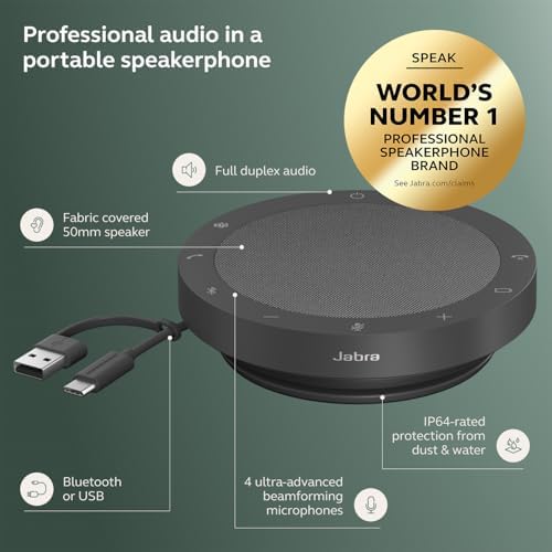 Jabra Speak2 55 Wireless Bluetooth Speakerphone (2025 Edition), Dark Grey - Image 6