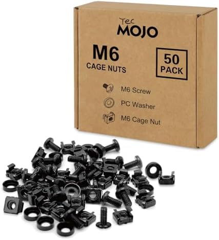 Tecmojo Rack Mount Screws Kit 50 Pack - M6 Rack Mount Cage Nuts, Screws and Washers, for Network Racks, Enclosures and Server Cabinets, Square Installation by Tecmojo