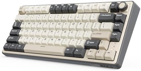 RK ROYAL KLUDGE R75 Wireless Mechanical Keyboard, 75% Percent Custom Gaming Keyboard Gasket Mount RGB Backlit with Knob & PBT Keycaps, BT5.1/2.4GHz/USB-C, Hot Swappable Cream Switch, White by RKROYALKLUDGE