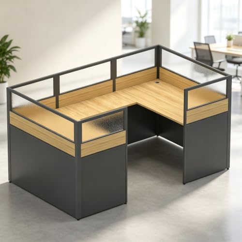 Nykto Office CubicleDesk with Mute Privacy Panels (B1 Person, Walnut) by Nykto
