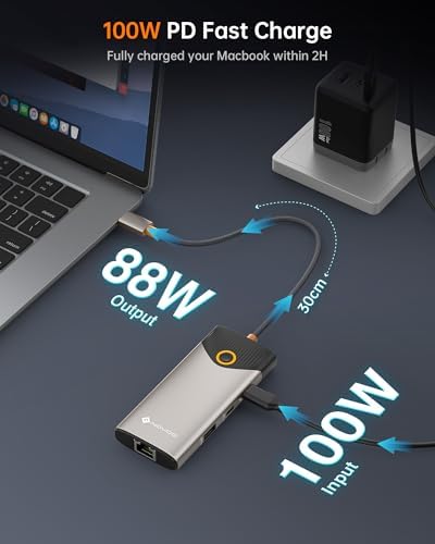 NOVOO USB C Hub Ethernet 4K@60 USB C HDMI Adapter Multiport Type C Adapter, 100W PD, 5Gbps USB-A/C Data Ports Docking Station Compatible for MacBook/iPhone/Dell/HP/Surface - Image 6