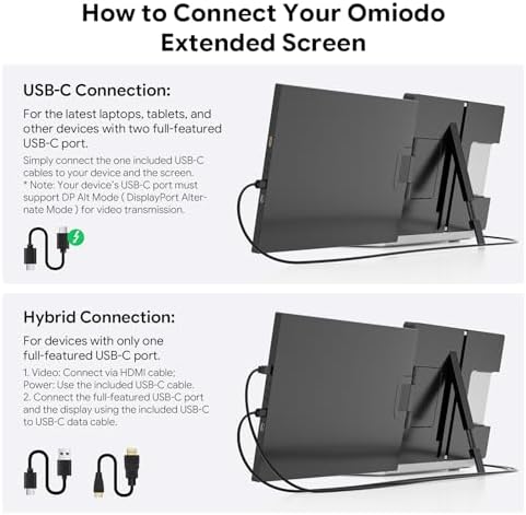 15.6" Laptop Screen Extender,FHD 1080P IPS Portable Monitor for 13"-17" Laptops, Dual Travel Screen Monitor Plug & Play, Laptop Screen Monitor Extender Compatible with Windows/Mac/Android & Chrome OS - Image 3