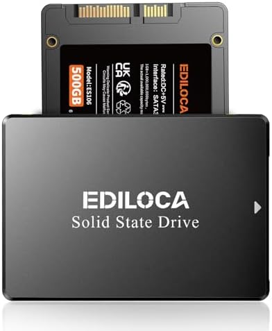 Ediloca 500GB SSD Internal Solid State Drive 2.5" SATA III 6Gb/s, 540MB/s Read Speed 3D TLC NAND, 500GB SATA SSD PC/Laptop Upgrade, Shock-Resistant & Drop-Proof(ES106) by EDILOCA