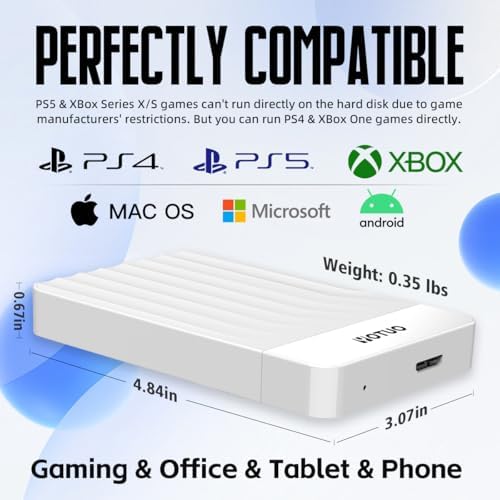 YOTUO 500GB External Hard Drive, Portable Storage Expansion HDD, USB 3.0 & USB-C for PC, Mac, Desktop, Laptop, Smartphone, PS4, Xbox One, Xbox 360, Office & Game, White - Image 3