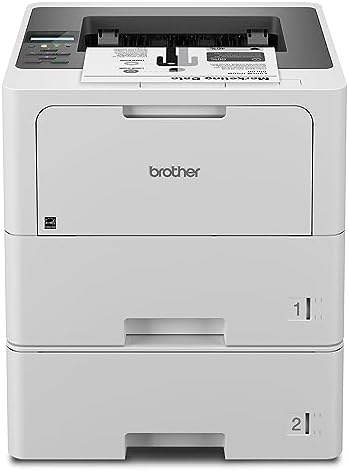 Brother HL-L6210DWT Business Monochrome Laser Printer with Dual Paper Trays, Wireless Networking, Works with Alexa, White by Unknown