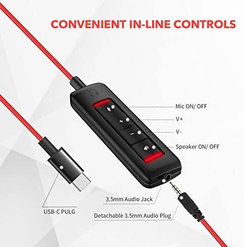 NUBWO HW02 USB C/3.5mm Headset with Mic for Laptop, Phone,Headphones with Noise Cancelling Microphone for Computer, On-Ear Wired Office Call Center Headset for Boom SkypeWebinars, in-line Control - Image 4