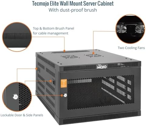 Tecmojo 6U Wall Mount Rack Cabinet, Heavy-Duty 176 Lbs High Load Capacity, 19” Enclosed Server Network Rack with Mesh Door, 23.6” Deep – Elite Collection - Image 4