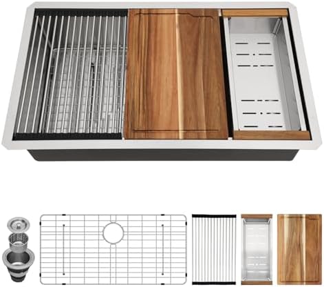 30 Inch Undermount Kitchen Sink Workstation with Accessories by Couoko