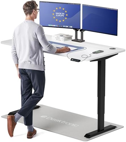 Desktronic HomePro Standing Desk 60x30 — Made in Europe, Ergonomic Sit Stand Home Office Desk, Electric Height Adjustable, Dual Motor, USB & USB-C Charging, Wobble-Free, Touchscreen, 3 Memory Presets by Desktronic