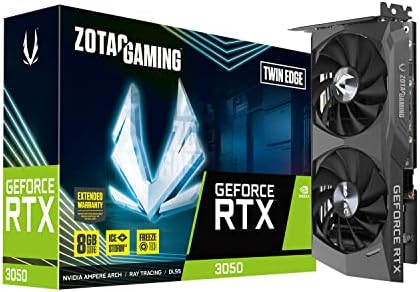 ZOTAC Gaming GeForce RTX™ 3050 Twin Edge 8GB GDDR6 128-bit 14 Gbps PCIE 4.0 Gaming Graphics Card, IceStorm 2.0 Advanced Cooling, Freeze Fan Stop, Active Fan Control, ZT-A30500E-10M by Unknown