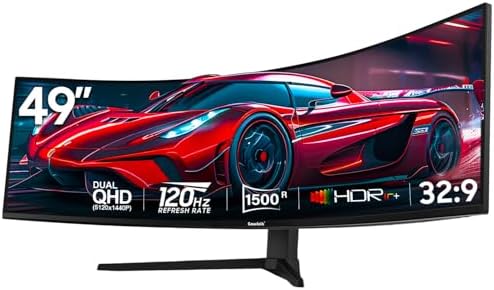 Gawfolk 49 Inch Curved Gaming Monitor,1500R PC Screen 120hz DQHD 5120x1440, Computer Screen for Home Office Business, DP, HDMI, Support Wall Mount 100x100mm by Gawfolk