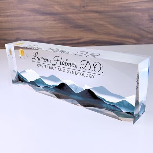 ARTBLOX Personalized Acrylic Desk Name Plate, Mountains Design - Image 2