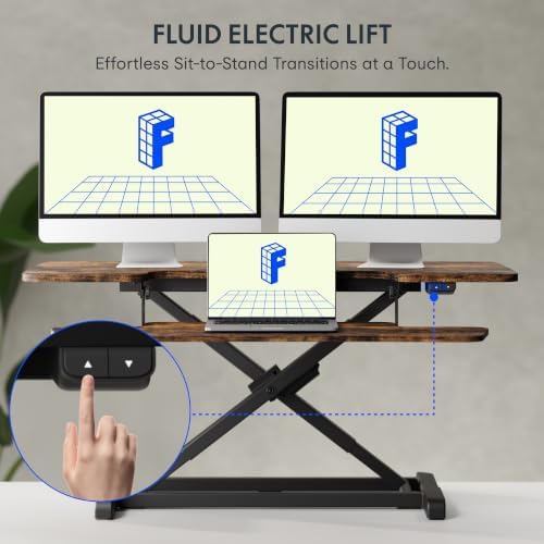 FLEXISPOT 40" Electric Standing Desk Converter, Rustic Color - Image 4