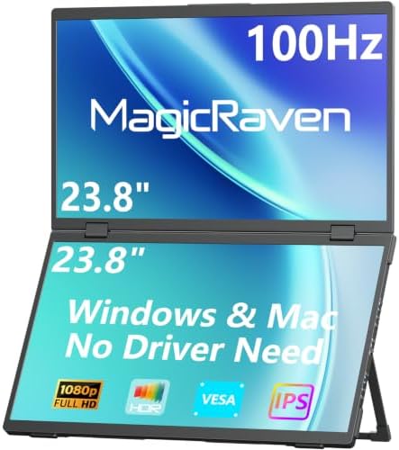 MAGICRAVEN 23.8" 100Hz Triple Portable Dual Monitor Laptop Screen Extender by MagicRavenPortableMonitor