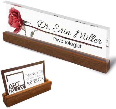 Personalized Acrylic Name Plate with Red Rose Design by Artblox