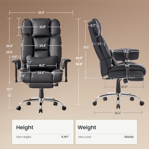 SEDETA Executive Home Office Chairs with Footrest,PU Leather Computer Chair - Image 2