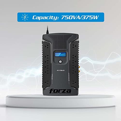 Forza UPS 750VA/450W Line Interactive Uninterrupted Battery Backup Supply, 12 Outlets, AVR, LCD Screen, USB, Coaxial, 3 Year Warranty 120V | UPS interactiva - Image 3