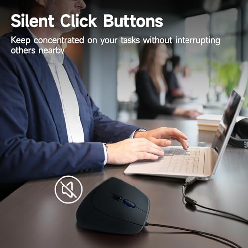 SANWA Wired Ergonomic Vertical Mouse, Silent Click & Remap with Software - Image 3