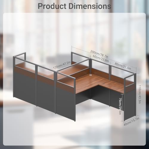 Office CubicleDesk with Mute Privacy Panels (B2 Person-F, Dark Walnut) - Image 2