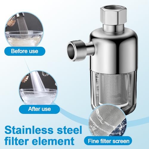 Washing Machine Water Filter, 40 Micron Reusable Brass Sediment Filter with Stainless Steel Washable Core & Transparent Housing for Household Water Appliances - Image 2
