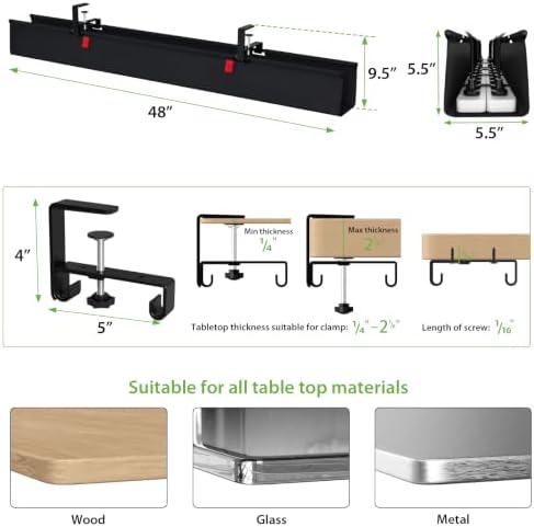 KEEGH Extra Large No Drill Under Desk Cable Management Tray 48 in, Black - Image 5