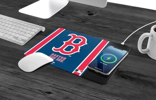 SOAR MLB Official Established Primary Logo Wordmark Home Office Wireless Charging Mouse Pad Mat 11.8" x 8.6" (Boston Red Sox) - Image 2