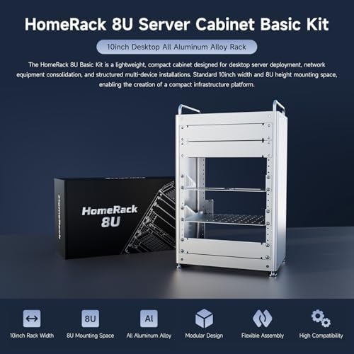 Waveshare HomeRack 8U Server Cabinet Basic Kit, 10inch Desktop All Aluminum Alloy Rack, High Compatibility - Image 3