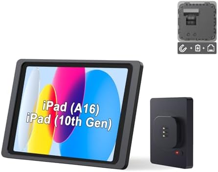 Magnetic Wall Mount with Charging Case A8 for iPad (10th Generation) 10.9-Inch. PoE and DC up to 18W Quick Charge, Strong Magnets, 360 Rotation by EMONITA