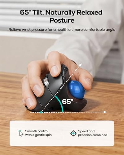 Nulea Wireless Ergonomic Vertical Trackball Mouse Thumb Control - Image 2