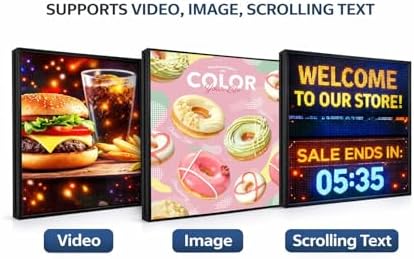 P4 Outdoor LED Sign Display 40x40 Inch, Full Color Programmable Digital Signage with WiFi & USB Control, 240x240 HD LED Video Screen for Storefront Advertising, Supports Video Images Scrolling Text - Image 5