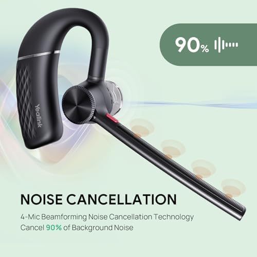 Yealink Bluetooth Headset Workstation, Office Wireless Headset with Mic, Speakerphone, Wireless Charging Pad, Charging Case, USB-C/A Dongle,Connect to Desk Phone, PC, Work with Teams Zoom - Image 2