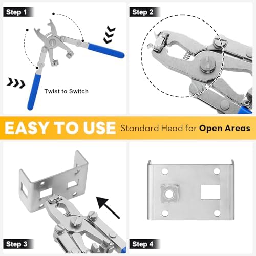 Rotable Dual Head Cage Nut Tool Kit with 10 Sets M6 Silver Rack Mount Screws - Screw Install and Remove Tool for M4 M5 M6 M8 M10 - Screw Tool Kit for Server Rack, Network Cabinet, Data Center(Blue) - Image 4
