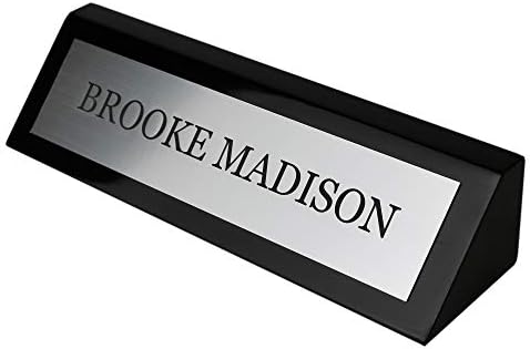 Personalized Business Desk Name Plate - Office Name Plate for Desk - Black Piano - Includes Engraving - Image 2