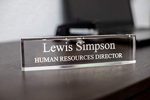Signs ByLITA Personalized Clear Acrylic Desk Name Plate 2" x 8" - Office Desk Accessories Décor by SignsByLITA
