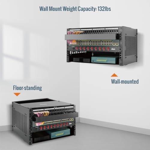 Tecmojo 8U Wall Mount Rack,8U Rack 13.9 inch Depth,132lbs(60kg) Weight Capacity,19" Network Rack for Shallow Server and IT Equipment, Network Switches,Patch Panel Bracket,Black - Image 3