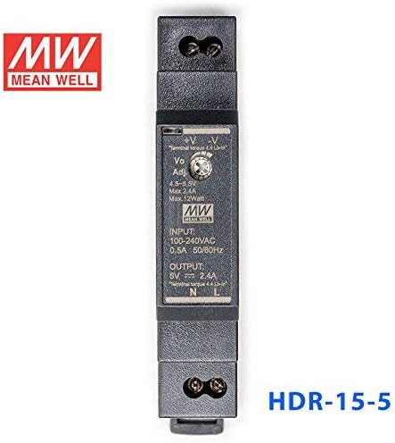 MEAN WELL HDR-15-5 Ultra Slim Step-Shape 1SU DIN Rail Power Supply, 5V 2.4A 12W - Image 3