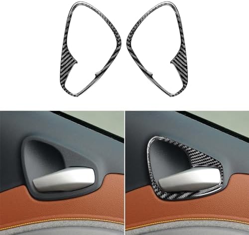 Real Black Carbon Fiber Car Inner Door Pull Handle Panel Switch Frame Decoration Sticker Compatible with Benz Smart Fortwo 2011 2012 2013 2014 2015 Auto Interior Accessories 2pcs - Image 2