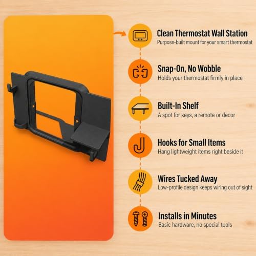 SplashNColor Wall Mount for Honeywell T5 Smart Thermostat – No-Drill Snap-On Bracket with Built-in Shelf | Easy Installation | Keeps Wires Hidden | Clean Modern Look for Home Climate - Image 7