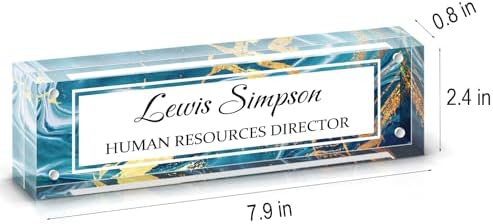 Custom Name Plate for Desk, Office Desk Double sided pattern Name Plate Personalized Office Desk Decor for Women and Men, Teacher Nurse Boss Employee Appreciation Gifts (Blue Marble, UV pattern) - Image 7