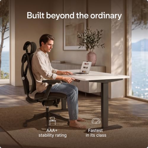 Desktronic HomePro Standing Desk 60x30 — Made in Europe, Ergonomic Sit Stand Home Office Desk, Electric Height Adjustable, Dual Motor, USB & USB-C Charging, Wobble-Free, Touchscreen, 3 Memory Presets - Image 2
