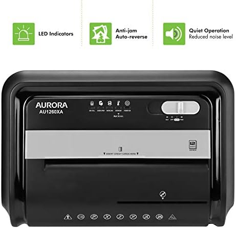 Aurora AU1260XA Anti-Jam 12-Sheet Crosscut Paper and CD/Credit Card Shredder - Image 5