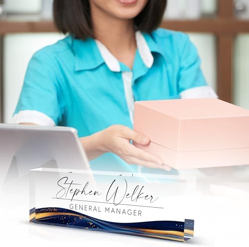 Custom Acrylic Desk Name Plates, Personalized Business Name Plate for Office Gift - Image 3