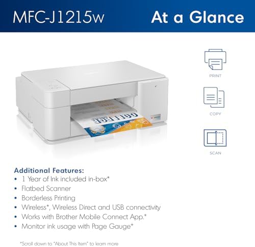 Brother MFC-J1215W INKvestment -Tank Wireless Multi-Function Color Inkjet Printer with Up to 1-Year in Box (Renewed Premium) - Image 3