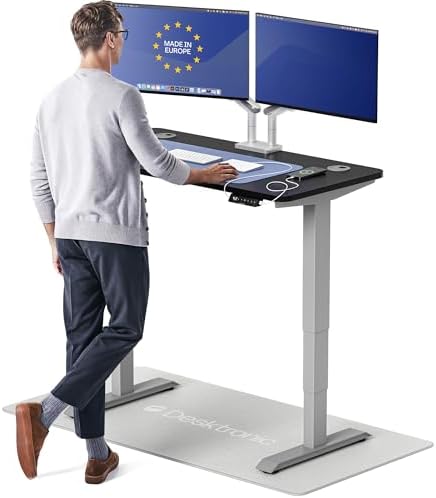 Desktronic HomePro Standing Desk 48x24 — Made in Europe, Ergonomic Sit Stand Home Office Desk, Electric Height Adjustable, Dual Motor, USB & USB-C Charging, Wobble-Free, Touchscreen, 3 Memory Presets by Desktronic