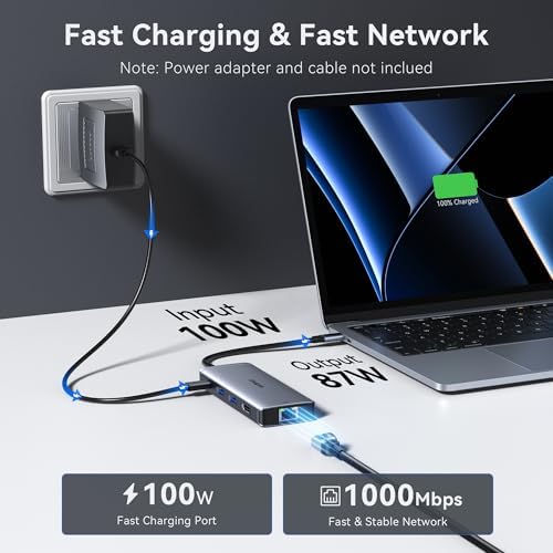 USB C Hub Ethernet USB-C Adapters for MacBook Pro/Air with HDMI 4K@60Hz - Image 4